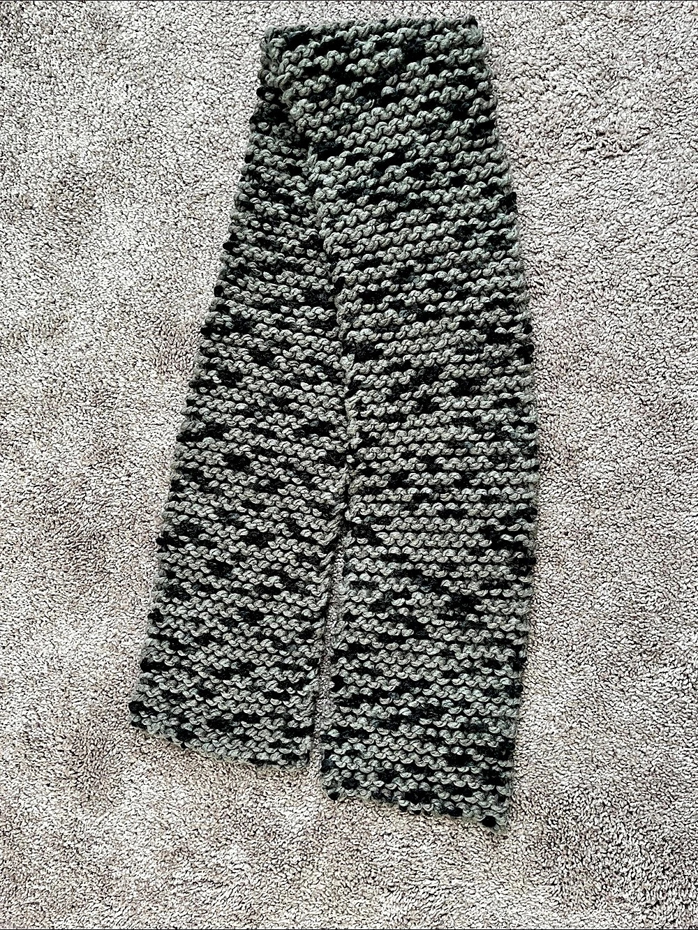 Knit Scarf in Gray & Black Handmade